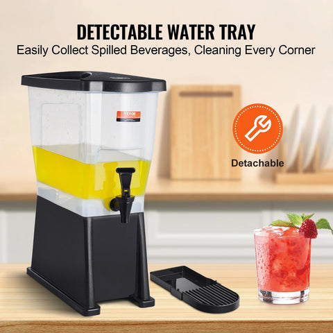 Vevor - Dispenser - Beverage dispenser - Party dispenser - Plastic juice dispenser - for restaurants, hotels and parties - 2 x 2.5 Gal - PP material - Black