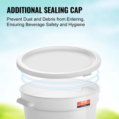 Dispenser - Beverage Dispenser - Plastic Juice Dispenser - with Tap and Lid - Iced Tea Dispenser - 5 Gallon - Transparent White