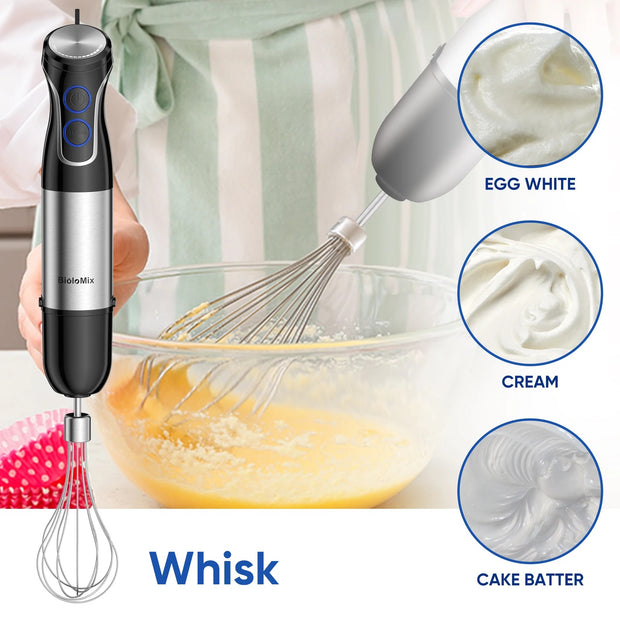 5 in 1 - Staafmixer Set - Hakmolen - Groentesnijder - Soepmaker - Chopper niet Draadloos - 1500W  - 16000 rpm - 4 Messen - Stainless Steel & ABS-Materiaal - Zilver met Zwart