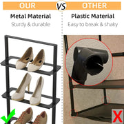 Shoe cabinet - Shoe bench - Shoe rack - Metal shoe rack - 5 layers - Vertical shoe rack - for small spaces - Sturdy shoe tower - Black