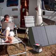 AllPowers - Zonnepaneel - Draagbaar - Waterdicht - Opvouwbaar zonnepaneel - voor Camping RV Tuin Dak - 2 x 100W - Polykristallijn Silicium - Zwart