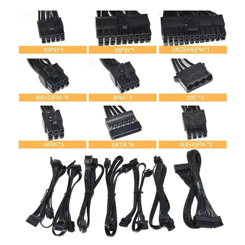 Julongfengbao - Voeding - Interne voeding - Voor Gaming Desktop Computer PSU - 80Plus Goud - RGB - ATX - 850W - Maximale piek 1000W - Volledig modulair - Grijs