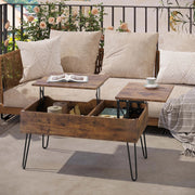 Adjustable Coffee Table with Storage Space – Double Lift System – Industrial Design – Stable &amp; Space Saving – Vintage Brown