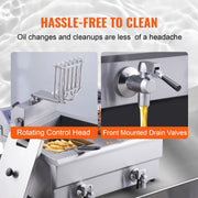 Vevor - Deep Fryer - Deep Fryer - Double Tanks - Commercial Electric Deep Fryer - with Timer Filter - 3000W - 12L - Stainless Steel - Countertop Fryer for Fried Chicken and French Fries - Silver