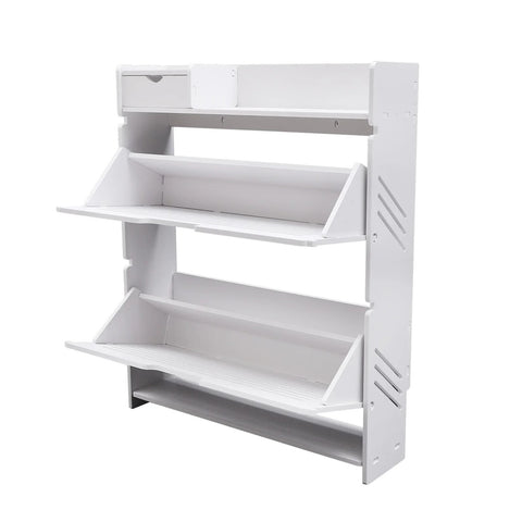 Shoe Cabinet - Shoe Bench - Shoe Rack - 2 Flip Drawers Shoe Cabinet - Freestanding Shoe Organizer - Entrance Cabinet - White