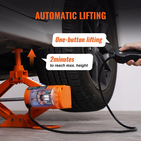 Vevor - Krik - Autokrik - Garagekrik - Elektrische Autokrik - 3 Tons - Elektrische schaarkrik - Draagbare autokrik - 12V - 15A 180W - Oranje