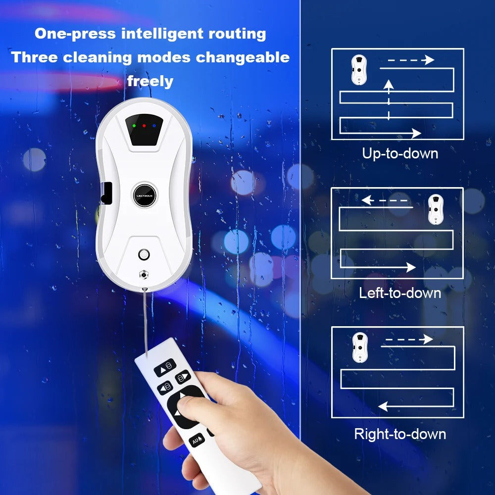 LIECTROUX - Robot window cleaner - Water mist - Ultra-thin - Robot vacuum cleaner - Glass squeegee - Dry &amp; Wet mopping - AI Route - White