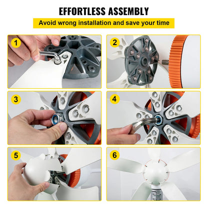 Windturbine - Windmolen Generator - Windturbine Generator - Windenergie - Wind Turbine – 12V/AC - 5 Blades - 29A - 500W - Wit - QUORE