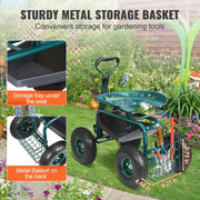 Vevor - Garden Cart - Rolling Work Chair with Wheels - Garden Stool for Plants 360 Degree Swivel Chair - Cart Scooter with Handlebars - Green