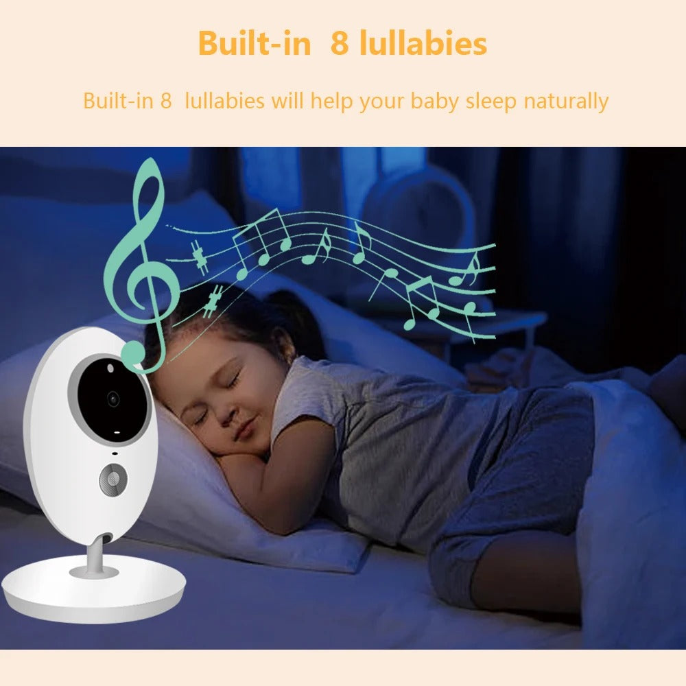 Baby Monitor - Baby Monitor with Camera - Baby Monitor - Indoor Camera - Temperature Monitoring - IR Audio Video - Intercom - 2.4 Inch LCD - 750 mAh - CMOS - White