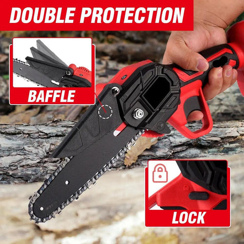 Gisam - Mini Kettingzaag - Elektrisch Handkettingzaag - Snoeizaag - Takkenzaag - Handzaag - Boomzaag - 1600rpm - 20V - 60HZ - Rood