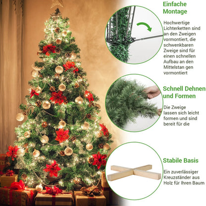 Artificial Christmas Tree - Christmas Tree Plastic - Triumph Tree - PVC Leaf Tree - For Home Decoration, Garden, Shopping Mall &amp; Restaurant - 180cm with Lighting - Vegetable