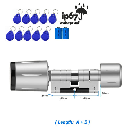 Slank Deurslot - Smart Lock - Elektrisch Deurslot - IP67 - Elektronische deurslotcilinder - TTLock - App-bediening - Anti-boor - Slot met afstandsbediening - Zilver