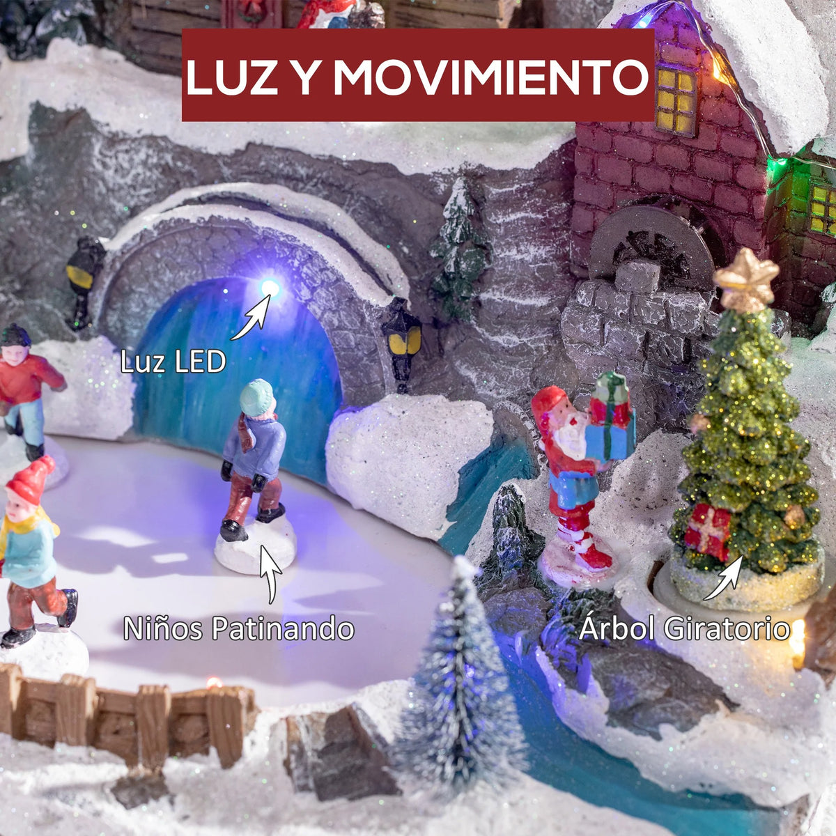 Homcom - Christmas Villages - Christmas Village Decoration - Christmas Villages with Lights - Resin Material - Multicolored