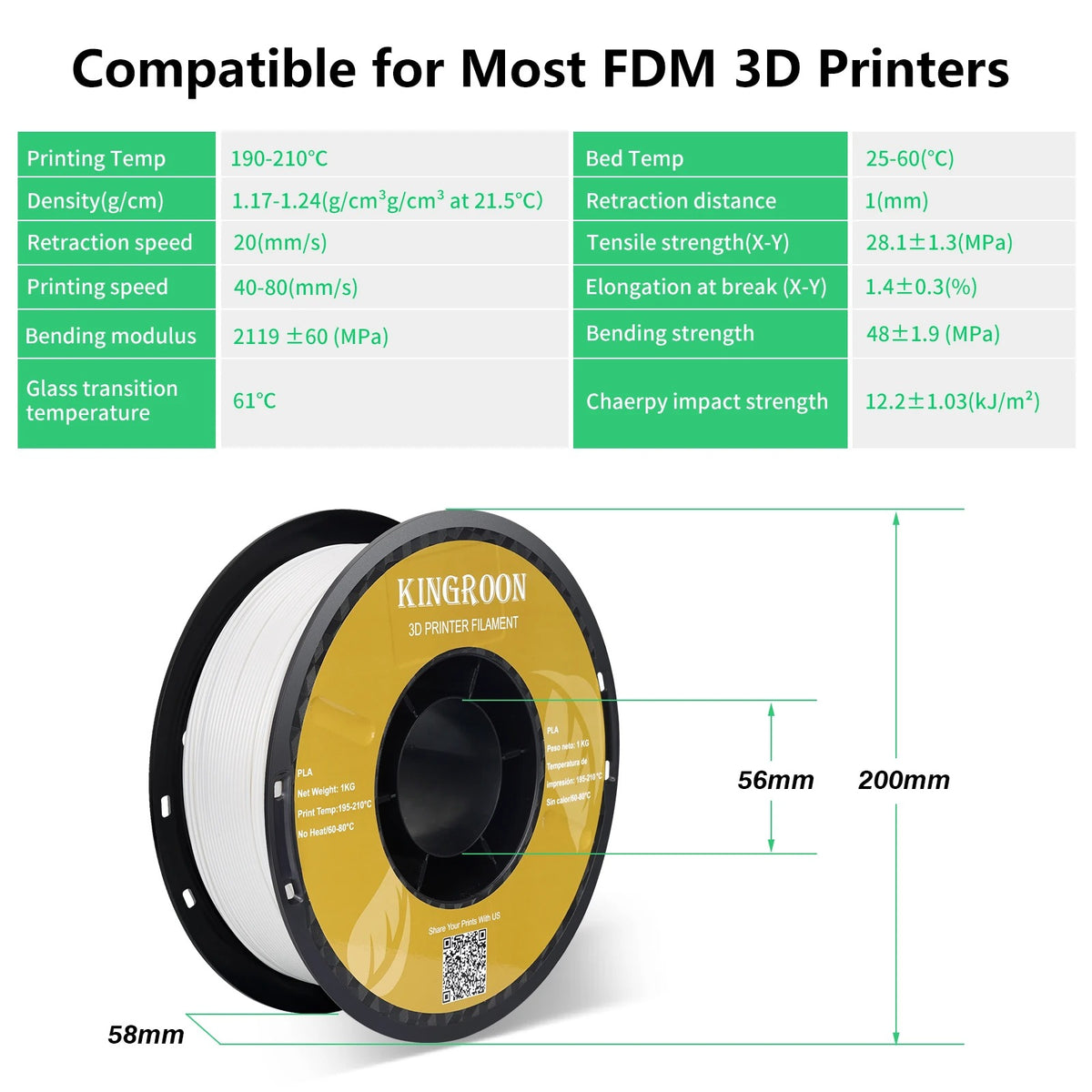 3D Printer Filament - PLA Filament - 10KG - 10pcs - 1.75mm Dimensional Accuracy - for Most FDM Printers - Multicolor