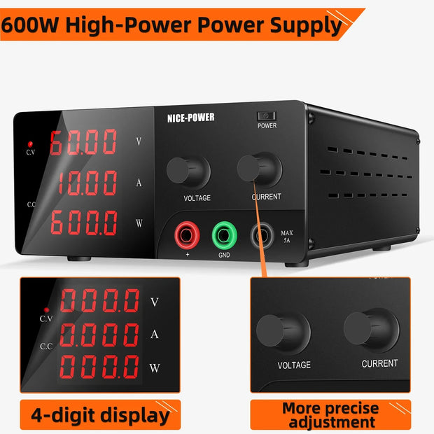 Kuaiqu - Power supply - Inverter - Adjustable voltage regulator - DC power supply - 60V - 20A - 1200W - Black
