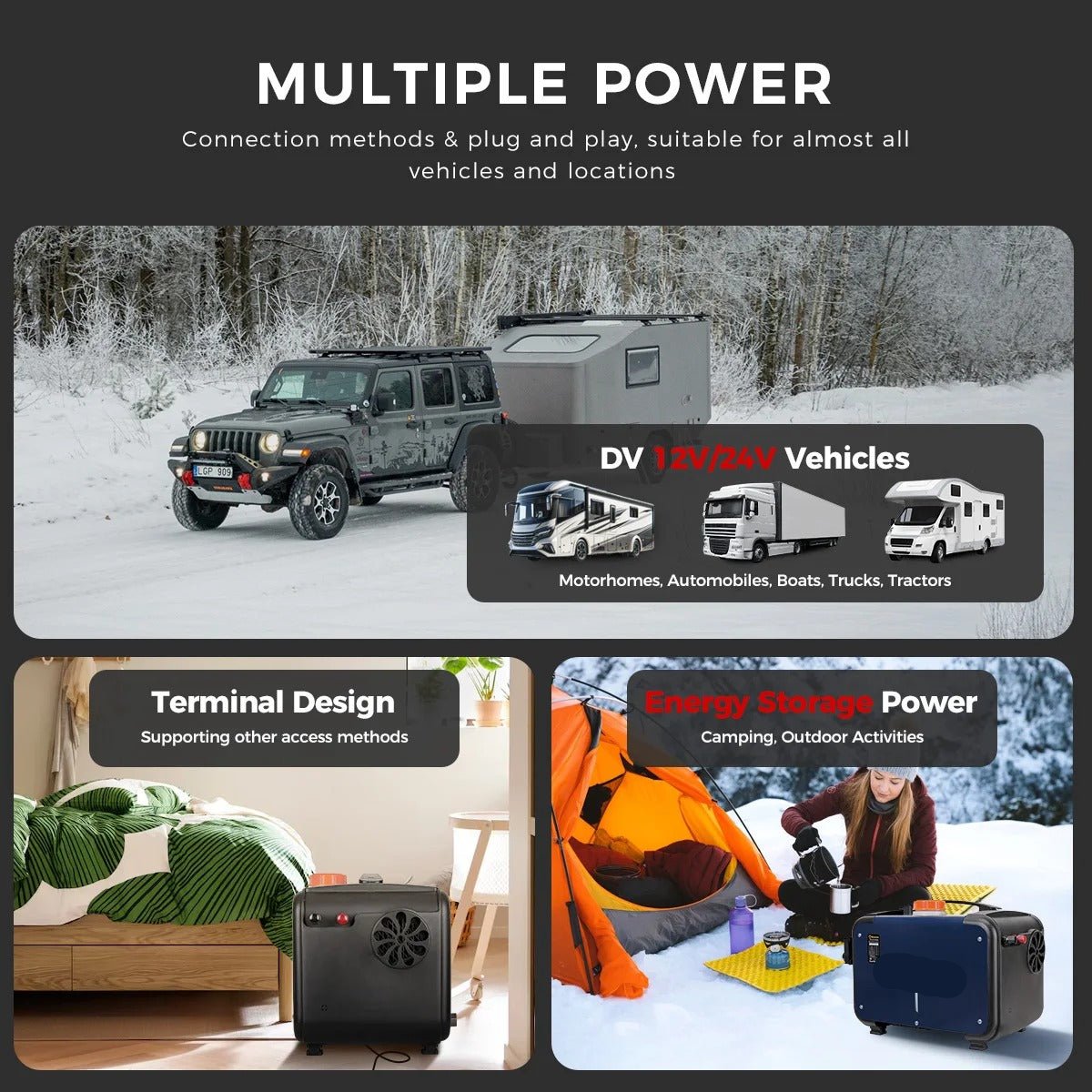 Diesel Heater - Electric Heater - 8KW - Bluetooth App &amp; Remote Control - Ultra Quiet Night Heater for Camper, Motorhome, Tent, House - A2105L Switch - Blue