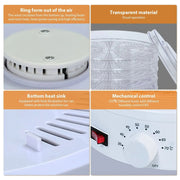 Food Dehydrator - Drying Oven - Fruit Dryer - 5 Trays - 220V - Meat Dehydrated - Drying Machine - Transparent