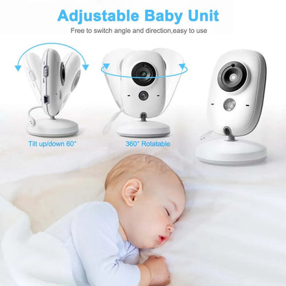 Babyfoon - Babyfoon met Camera - Baby Monitor - Binnencamera - 750mAh Li-polymer - 2.4G -  3.2 Inches LCD - 320 x 240pxl - 2-weg audio - Nachtzicht - CMOS - Wit - QUORE