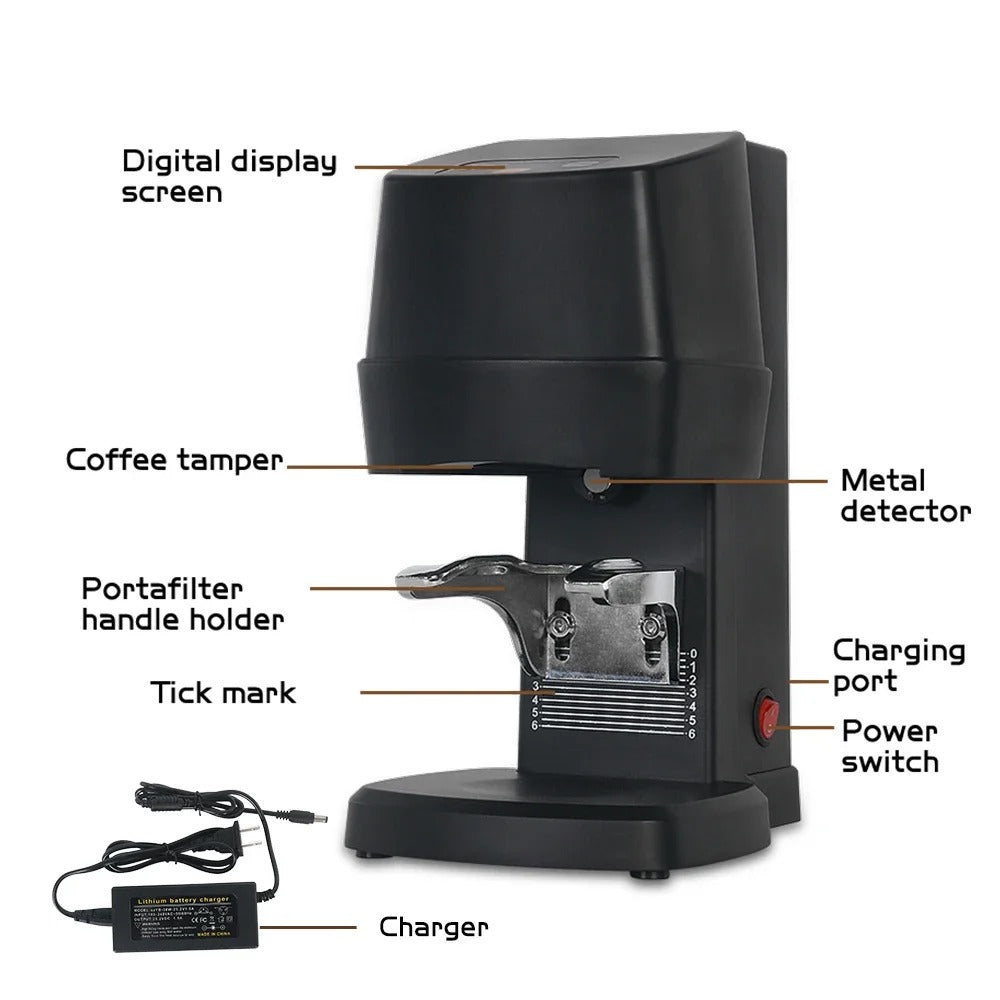 Automatische Koffietamper – Koffiedrukker – Espresso Tamper – Koffie Perser – Instelbare Druk 10-30 Kg – Verstelbare Houder - QUORE