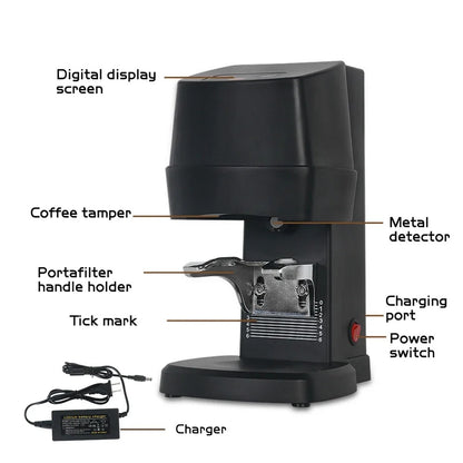 Automatische Koffietamper – Koffiedrukker – Espresso Tamper – Koffie Perser – Instelbare Druk 10-30 Kg – Verstelbare Houder - QUORE