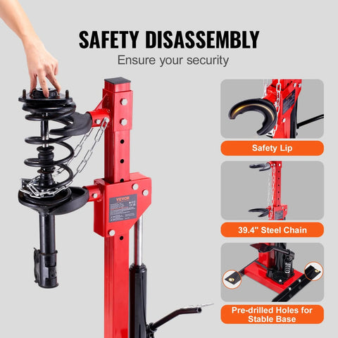 Vevor - Krik - Autokrik - Garagekrik - Strut Spring Compressor - 4,5 ton / 9920 LBS - Hydraulische krik 1 ton nominale compressiekracht - Auto Strut - Rood