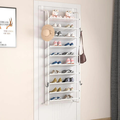 Shoe cabinet - Shoe rack - Shoe bench - 10-tier shoe rack - Hanging shoe rack - for cupboard pantry above the door - White 