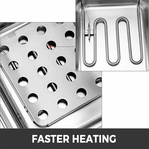 Vevor - Deep fryer - Deep fryer - Double tanks - 220V - 500W - 50Hz - Teflon material - Stainless steel - 6Lx2 - Silver
