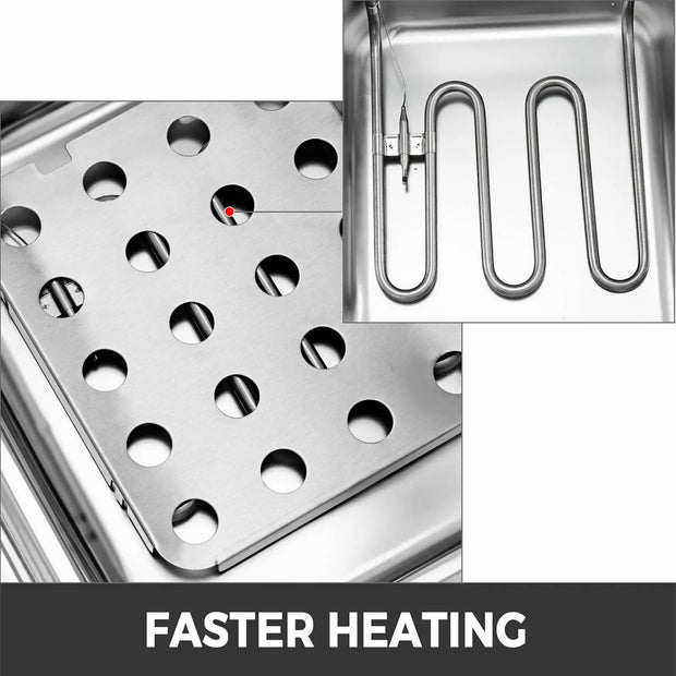 Vevor - Deep fryer - Deep fryer - Double tanks - 220V - 500W - 50Hz - Teflon material - Stainless steel - 6Lx2 - Silver