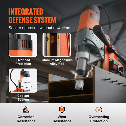 Magnetische boormachine - Hamerboormachine - 2" Boringdiameter - 800 RPM - 1450W - Elektrische Magneetboormachine - Kernboormachine - Oranje