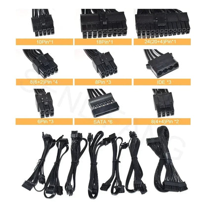 Senlifang - Voeding - Interne voeding - 80Plus Gold - RGB - ATX - 850W - Volledig modulair - 20+4Pin - 12V - Professionele E-Sports Videogame Computer Voeding - Zwart