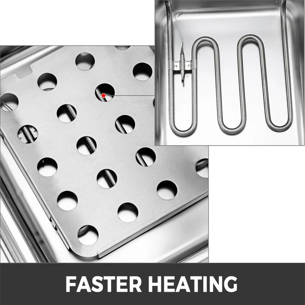 Vevor - Deep Fryer - Deep Fryer - Double Tanks - Commercial Deep Fryer - Countertop Deep Fryer - Adjustable Temperature Control - 5000W - 220V - 12L - Stainless Steel - Silver