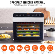 Vevor - Food Dehydrator - Drying Oven - Food Dehydrator - 700W - Stainless Steel - Digital Adjustable Timer and Temperature - Silver