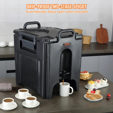 Dispenser - Drankdispenser - Geïsoleerde dispenser - Feestdispenser - Thermische drankdispenser - 2,5 gallon - Zwart