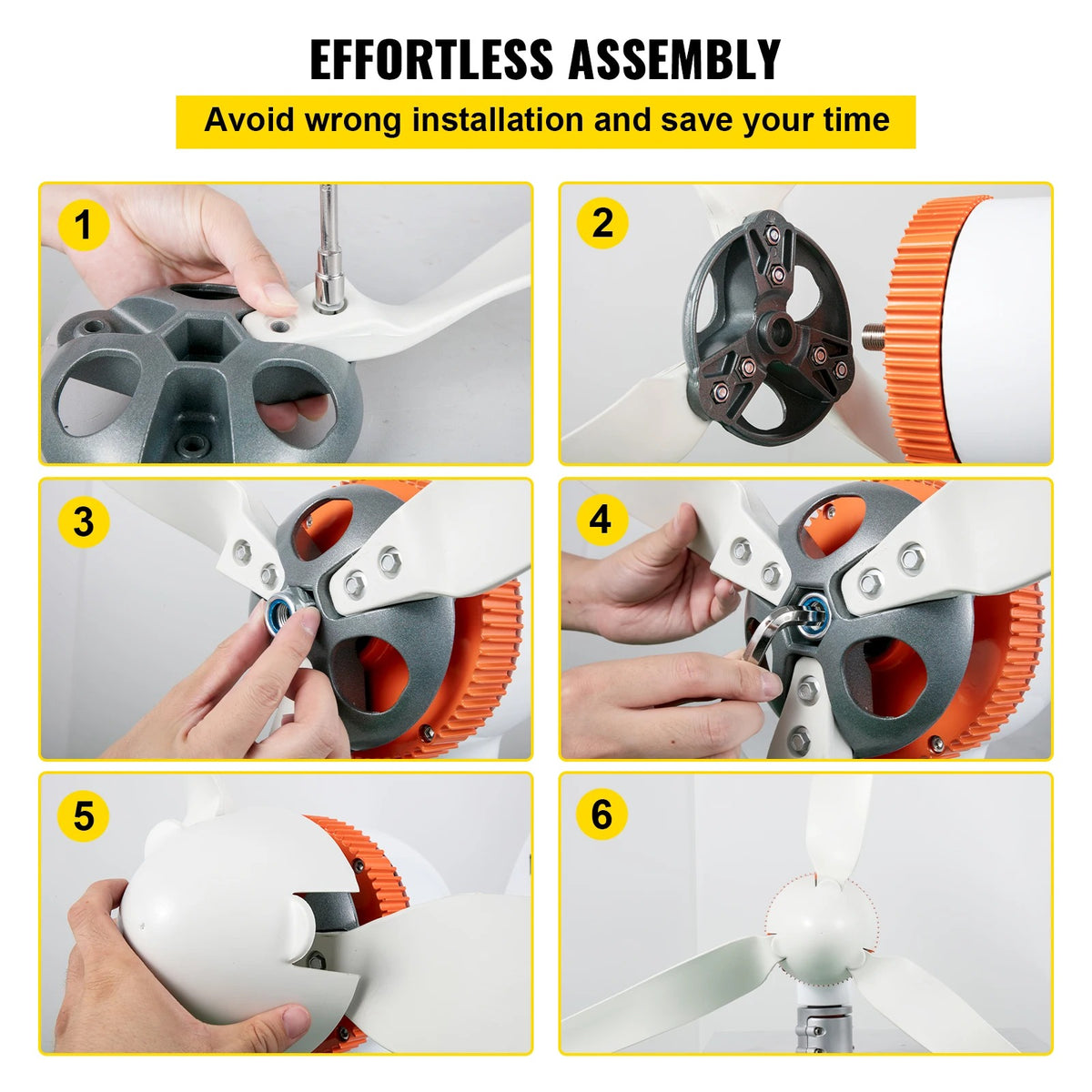 Windturbine - Windmolen Generator - Windturbine Generator – Windenergie - Wind Turbine - 12V - 24A - 900RPM - 400W - 3 Nylonvezel Blades - Wit - QUORE