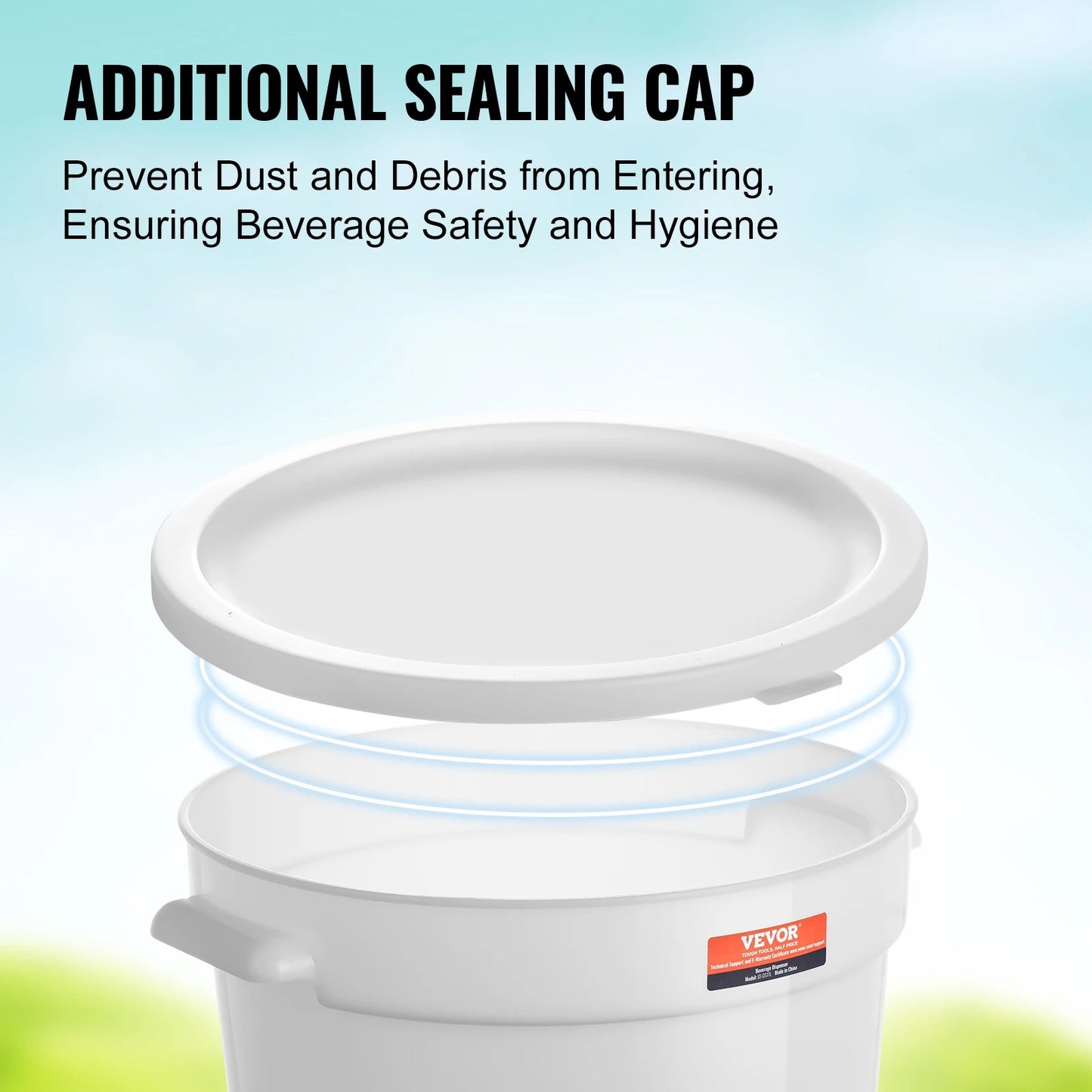 Dispenser - Beverage Dispenser - Plastic Juice Dispenser - with Tap and Lid - Iced Tea Dispenser - 2 x 5 Gallon - Transparent White