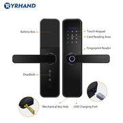 Smart Door Lock - Smart Lock - Electric Door Lock - APP - Bluetooth - WIFI - Fingerprint - Password - Waterproof - Black