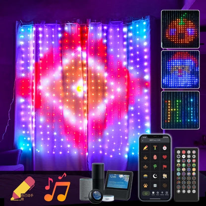 Elenut - Led koperdraad Lichtsnoer - Wifi APP-gestuurd - Kerstgordijnverlichting Raam - DIY Bruiloft Garland Lichtsnoer Binnen Buiten Decoratie - 540LED - Multicolor - QUORE