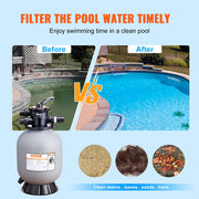 Vevor - Sand Filter - Sand Filter Pump - with 7-Way Multiport Valve - High GPM Flow Rate - High Pressure - 16 Inch - 35 GPM - HDPE Material - Gray