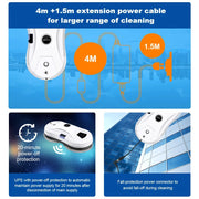 LIECTROUX - Robot raamreiniger - Waternevel - Ultradun - Robot stofzuiger - Glaswisser - Droog & Nat dweilen - AI Route - Wit