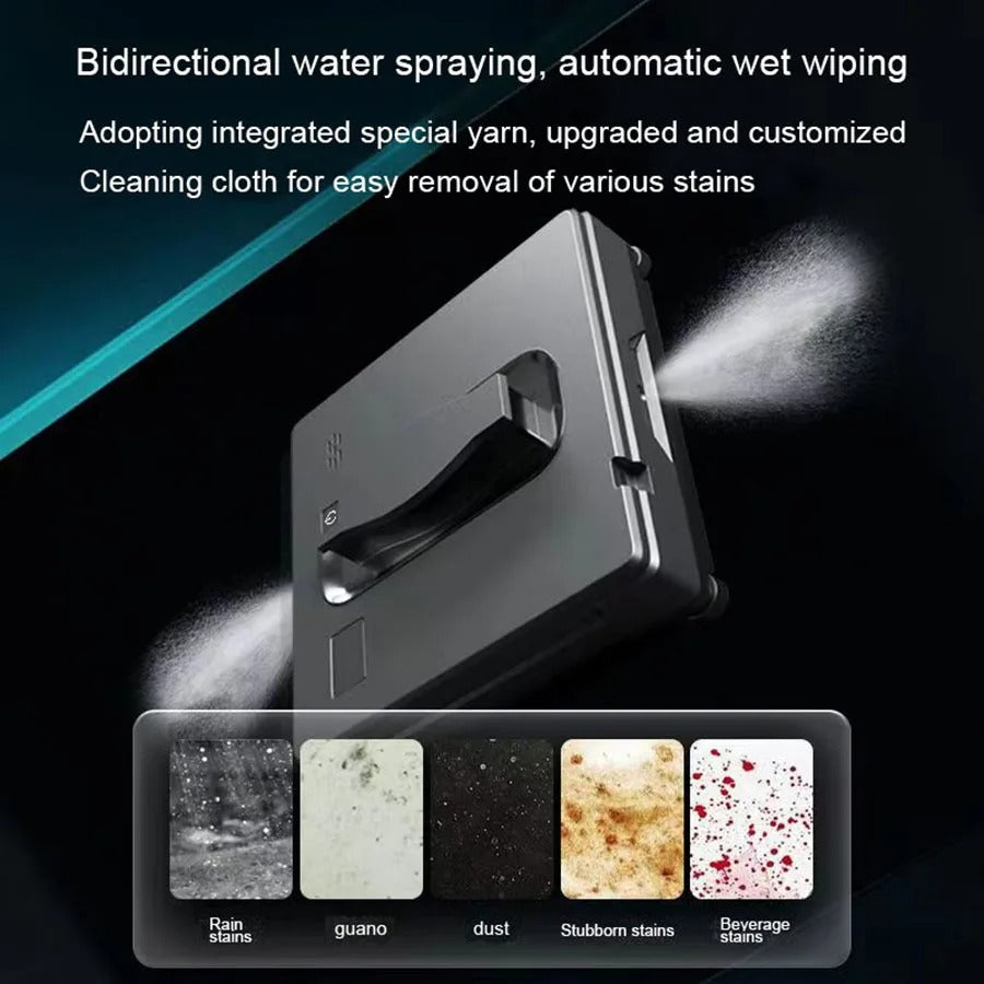 PuRuiKai - Robot Window Cleaner - Double Water Mist - High Vacuum Suction - Laser Sensor - Home Wall Glass Cleaning Robot - <800W - 240V - Gray