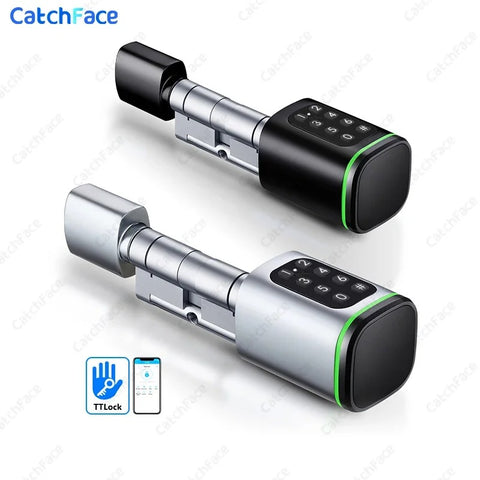 Slim Door Lock - Smart Lock - Electric Door Lock - TTLock - APP - Password - RFID Card - Euro Cylinder Lock - Digital Keyless Lock - Black