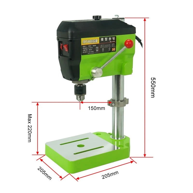 BG-5168E - Tafelboormachine - Variabele Snelheid - Dieptestop - Kolomboormachine - Werktafel - kantelbaar - Tafelkolomboormachine - 680W - 60Hz - Groente - QUORE