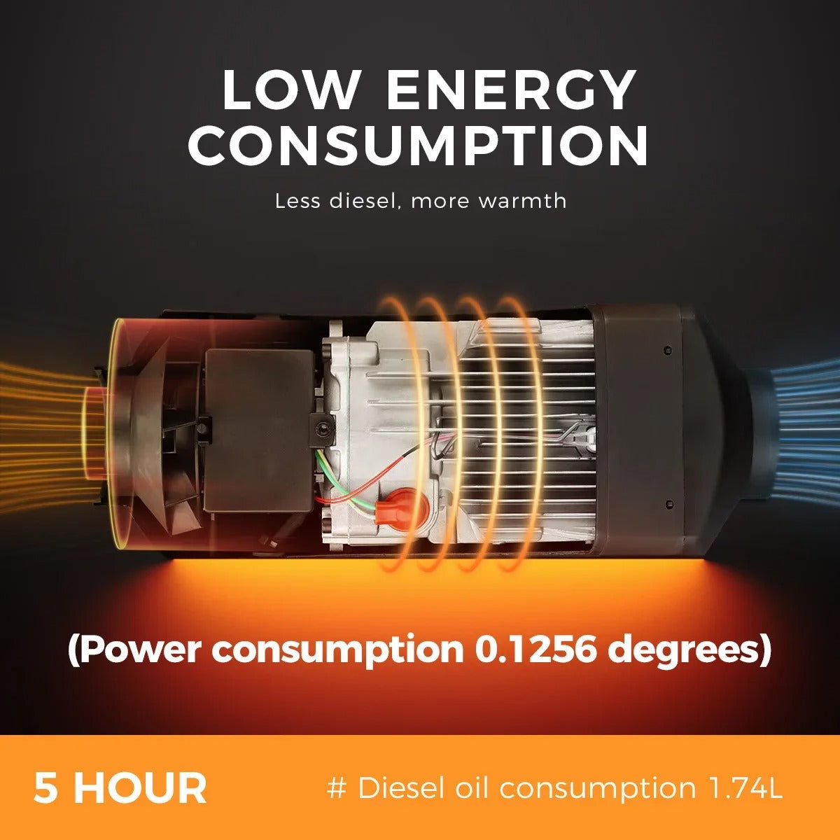 Dieselkachel - Elektrische kachel - 8KW - 220V - Bluetooth-app en Afstandsbediening - Ultrastille Nachtkachel of Campertent voor Thuis - Oranje - QUORE