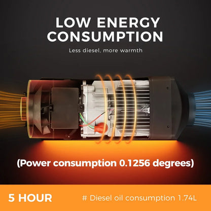 Dieselkachel - Elektrische kachel - 8KW - 220V - Bluetooth-app en Afstandsbediening - Ultrastille Nachtkachel of Campertent voor Thuis - Oranje - QUORE