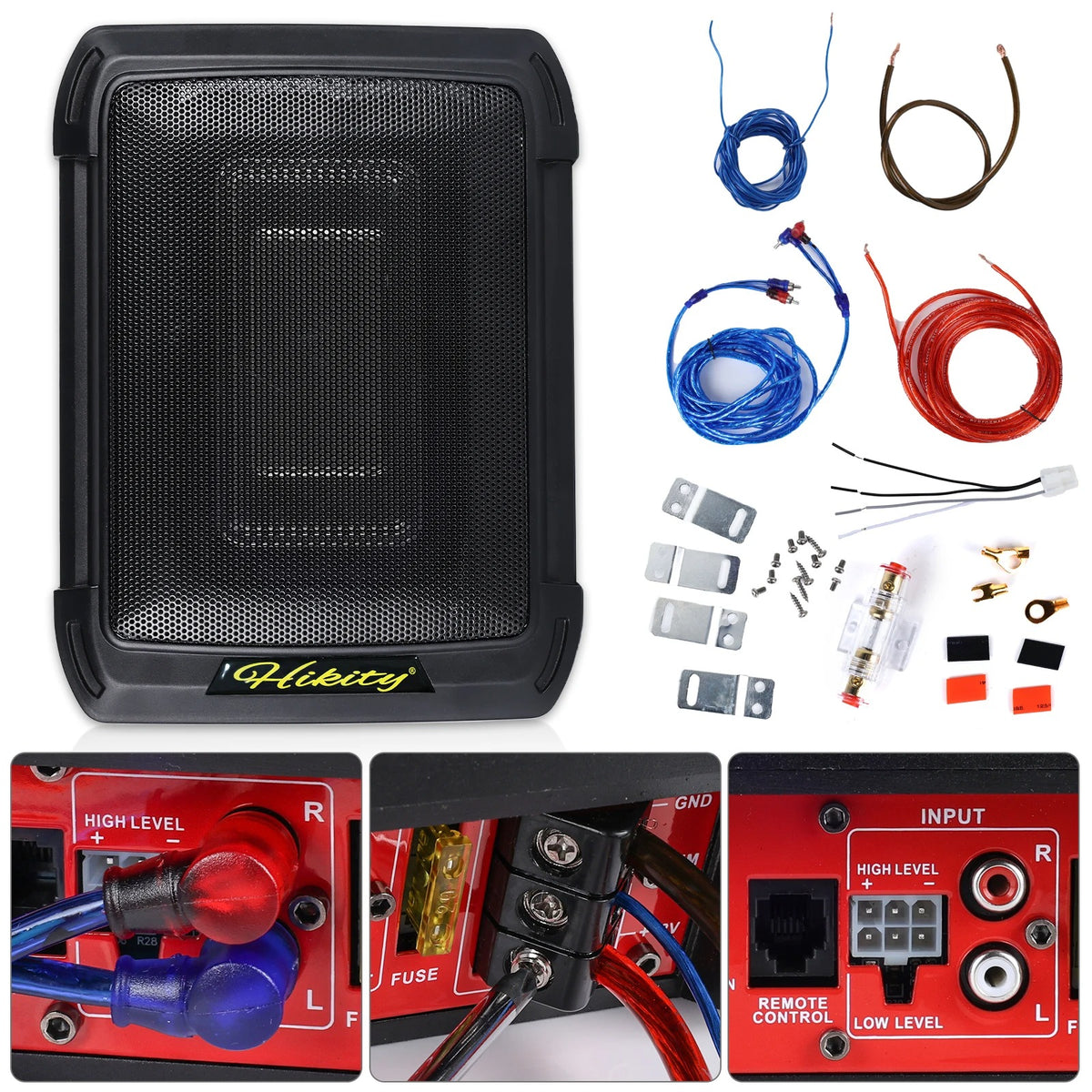 Podofo - Auto Subwoofer Audio -1000W - Auto Auto Versterker Subwoofer - Voertuig Audio - Hoog Vermogen - Pure Lage Muziek Auto Luidsprekers - Onder Stoel Subwoofer - 34.5x26x8CM - Zwart