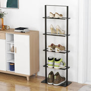 Shoe cabinet - Shoe bench - Shoe rack - Metal shoe rack - 5 layers - Vertical shoe rack - for small spaces - Sturdy shoe tower - Black