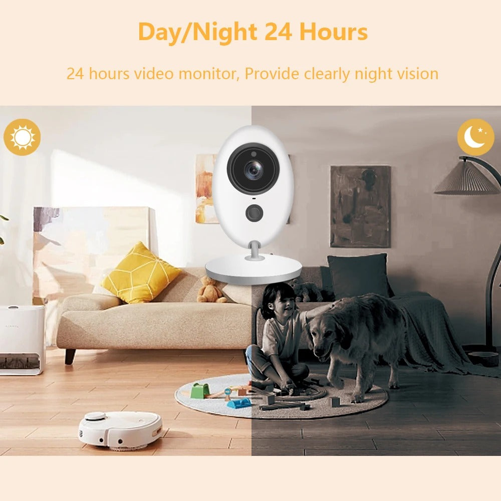 Baby Monitor - Baby Monitor with Camera - Baby Monitor - Indoor Camera - Intercom - IR Audio Video - Temperature Monitoring - 2.4 GHz - 750 mAh - CMOS - White
