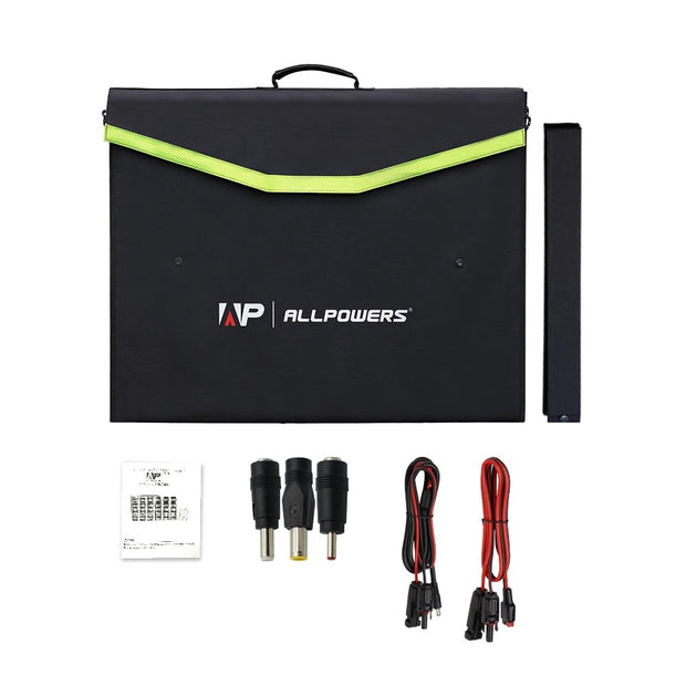 AllPowers - Zonnepaneel - Draagbaar - Waterdicht - Opvouwbaar zonnepaneel - voor Camping RV Tuin Dak - 2 x 100W - Polykristallijn Silicium - Zwart