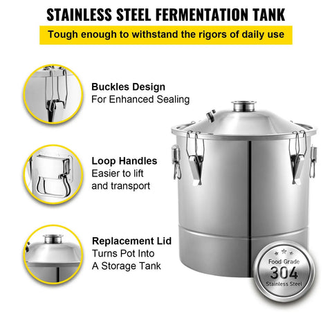 Vevor - Water Distiller - Alcohol Water Distiller - DIY Moonshine Equipment - 70L - Brewing Machine for Whiskey Wine Beer - Stainless Steel - Silver